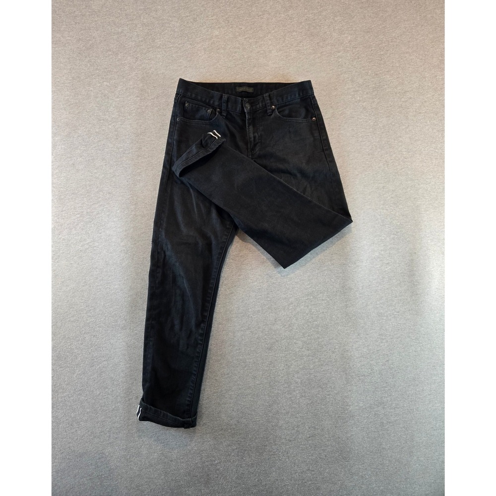 Uniqlo Selvedge Jeans Mens 29x29 Black Slim Straight Stretch Denim Minimalist